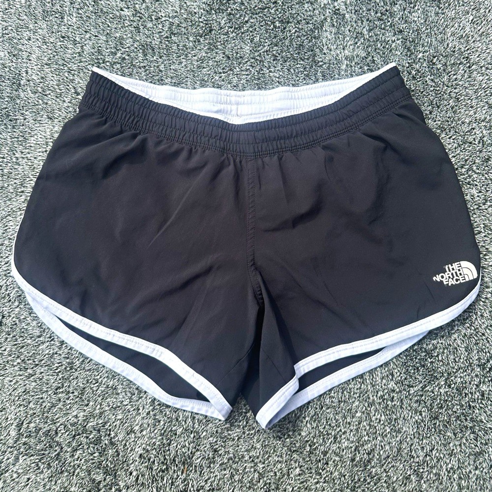 The North Face Womens XS Running Shorts Black White 3.5" Athletic Gym TNF